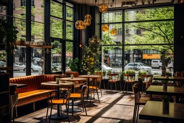 Naklejka premium Interior of a modern empty cafe