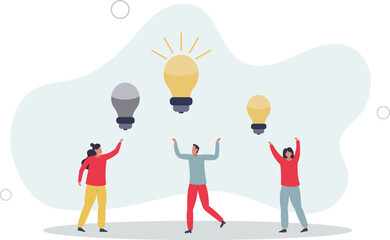 Employee engagement and motivation with inspiration.New idea generation in brainstorm team as professional staff stimulus .flat illustration.