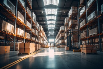 Interior of a large empty warehouse