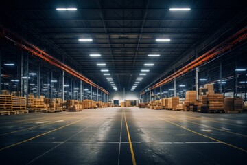 Interior of a large empty warehouse