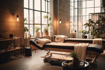 Interior of a modern empty massage salon