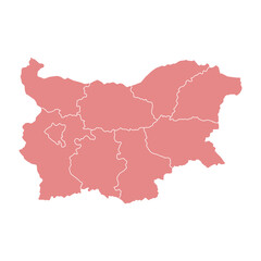 Silhouette and colored (red) bulgaria map