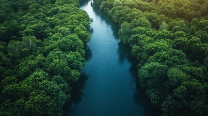 Tuchola natural park, aerial view of river and forest