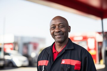 Portrait of a middle aged African American male gas station worker