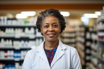 Obraz premium Portrait of a middle aged female pharmacy worker