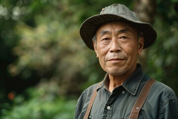 Portrait of a middle aged Asian male landscape worker