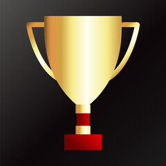 Golden yellow shiny winner cup. First place winner sign