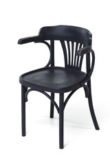 black color chair, wood chair, modern designer. Isolated chair on a white background 