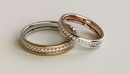 Wedding rings on grey background