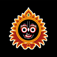 Ratha yatra festival design. A chariot of Jagannath, Baladeva, and Subhadra. Holiday banner greeting card Vector Design