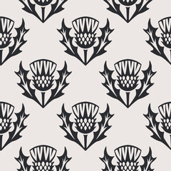 Seamless pattern with thistle on white background. 