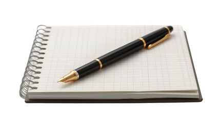 Notepad with pen, PNG file, transparent background, isolated on white