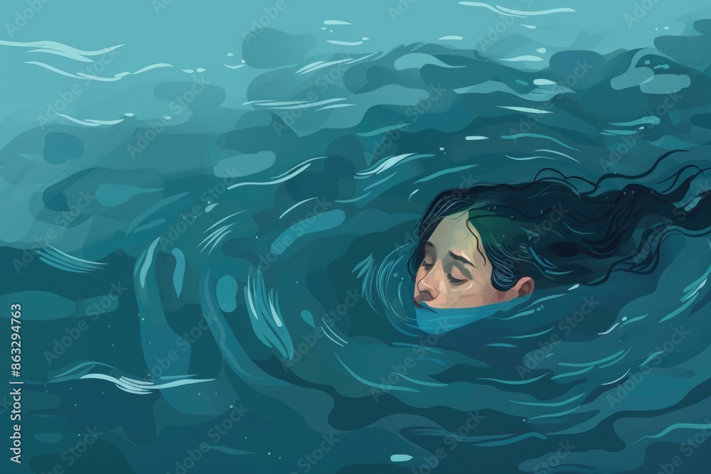 Aufkleber a person relaxing in a calm body of water with no visible boundaries, perfect for depicting serenity