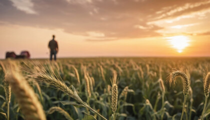 sunset in wheat field