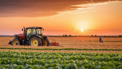 Obraz premium tractor working in the field