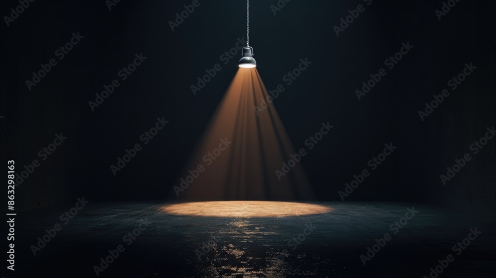 Aufkleber A single light source illuminates the floor of a darkened room, providing a sense of warmth and comfort
