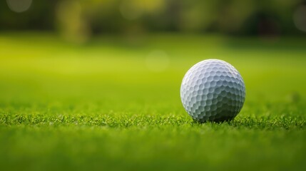 Fototapeta premium A golf ball on a green golf course. Golf concept
