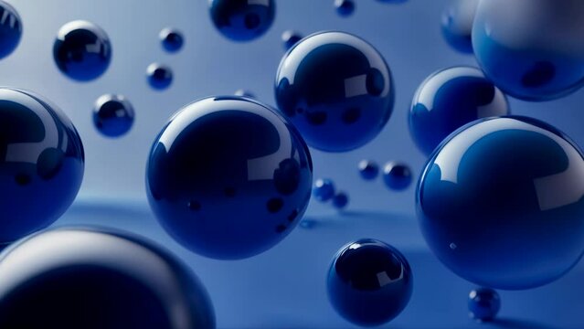 Bouncing Blue Spheres on a Blue Background.  Abstract 3D Animation, Ideal for Motion Graphics, Visual Effects, and Creative Projects.