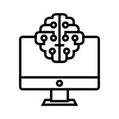 Ai Computer Line Icon