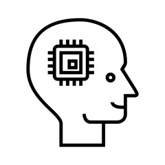 Cyborg Microprocessor Line Icon