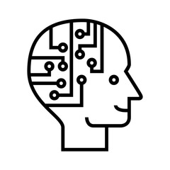 Cyborg Head Line Icon