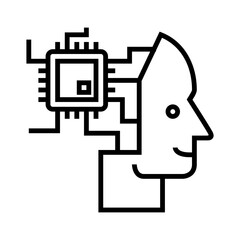 Robot Microprocessor Line Icon