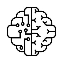 Brain and Neural Network Line Icon