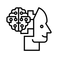Cyborg Brain  Line Icon