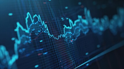 Closeup of a holographic chart showing carbon emissions data, with room for text