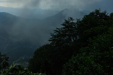 Clouds and fog over mountains in Rize, Turkey