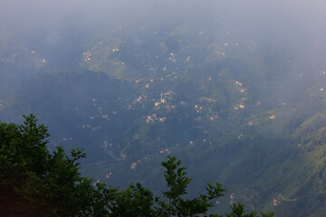 Clouds and fog over mountains in Rize, Turkey