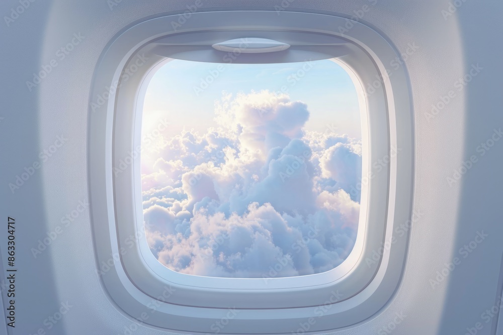 Aufkleber view from an airplane window showing clouds and blue sky