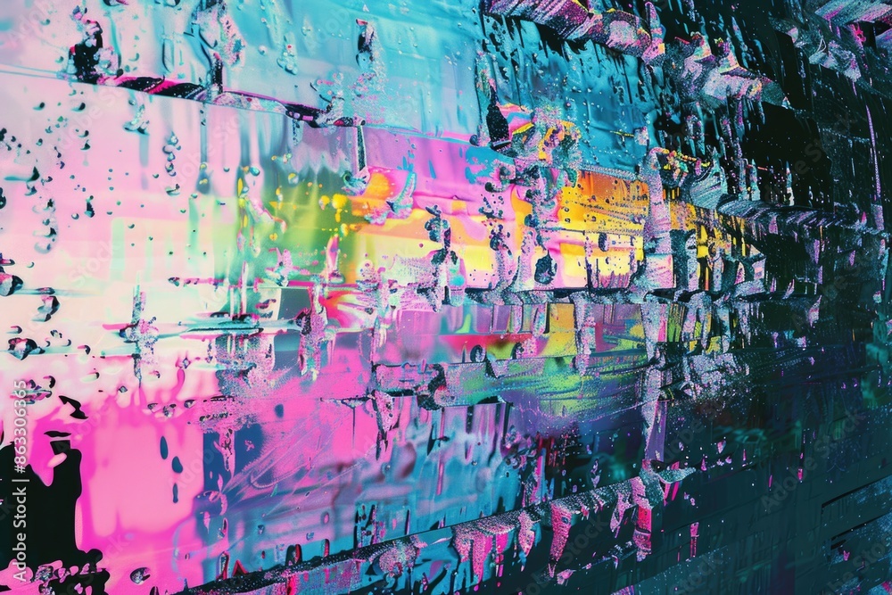Poster a vibrant and playful artwork painted directly onto a brick wall, great for adding some visual inter