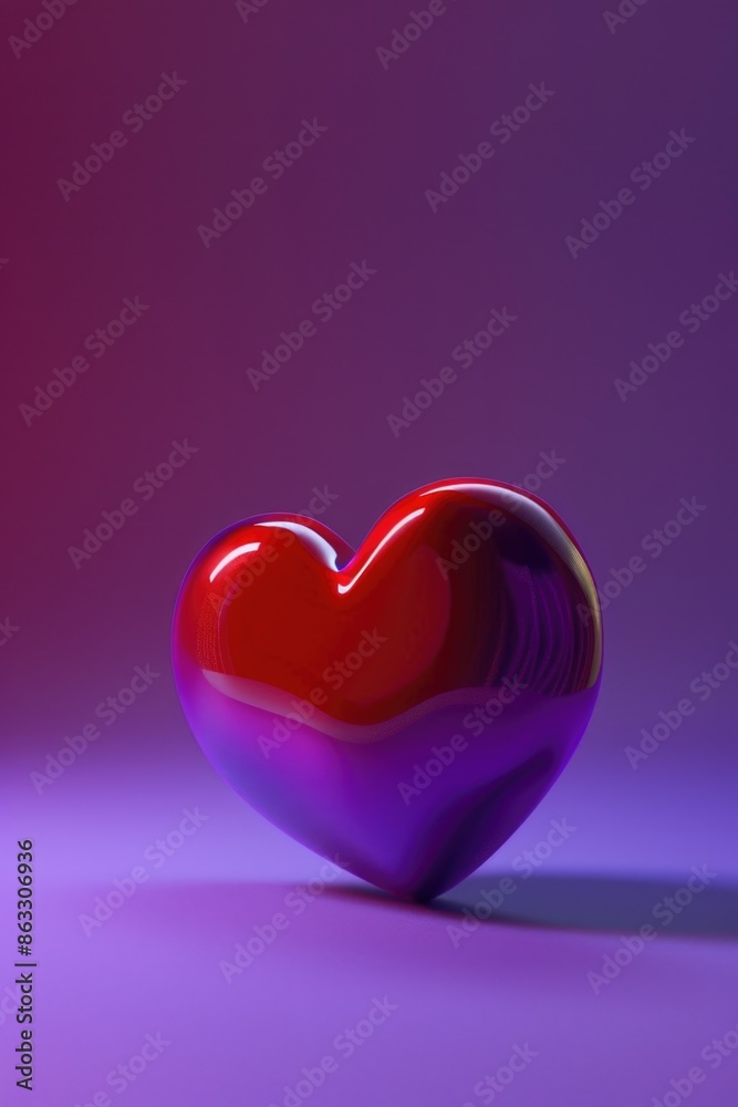 Poster a heart shaped object on a purple background