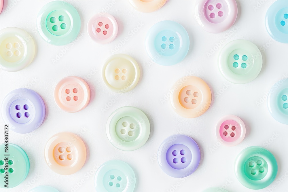 Poster A collection of colorful buttons arranged on a white background