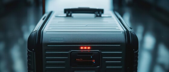 Obraz premium Highdefinition shot of a smart suitcase with a builtin navigation screen, with room for text