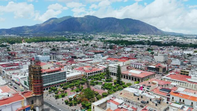 Aerial View of the Historic Downtown of Tepic and the San Juan Hill. Nayarit, Mexico