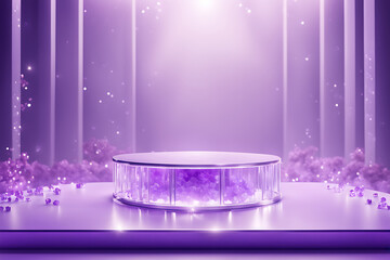  Crystal podium diamond 3d background display glass jewelry product render blue platform. Podium ice crystal stand diamond stage gem white abstract pedestal stone purple luxury sapphire cosmetic scene