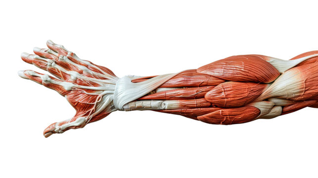 Human hand muscular on transparent background