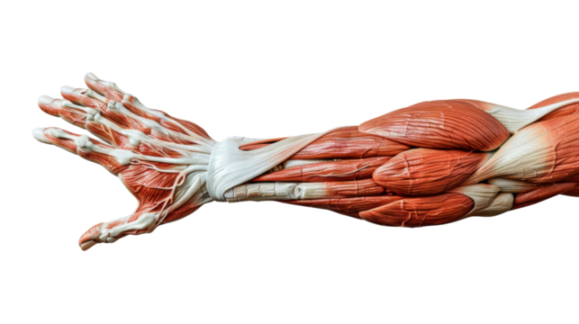 Human hand muscular on transparent background