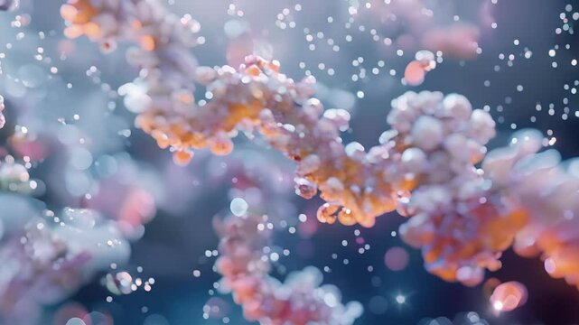 An animation of the rie assembly process with rRNA molecules and rial proteins coming together to form functional ries.