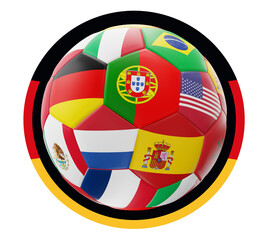 Fototapeta premium soccer ball with flags at Germany flag round circle icon button symbol isolated