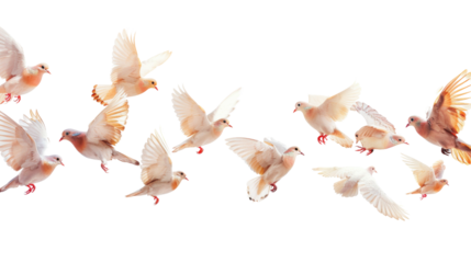 Birds pigeon formation of pigeons many transparent background