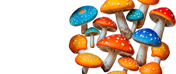 Mushrooms on white background