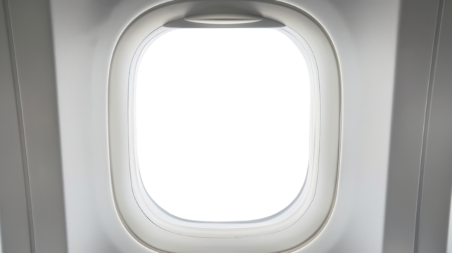 Airplane window on transparent background