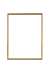 Obraz premium Minimalistic gilded vertical picture frame, 3d golden rectangular frame for photo, png image with transparent background