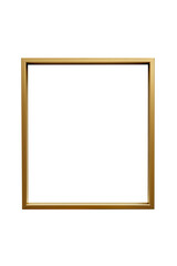 Classic gilded vertical picture frame, 3d golden rectangular frame for photo, png with transparent background