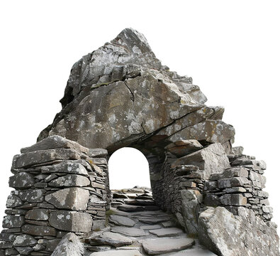 Old Stone Mountain gate on a white background.