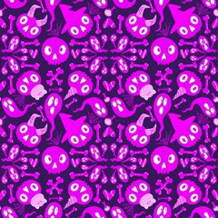 Halloween ghost monsters seamless skulls pattern for wrapping paper and fabrics