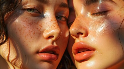 Girls using brown skincare essence for wood skin care